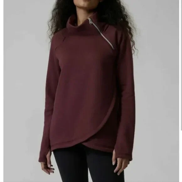 Athleta Decadent Chocolate Cozy Karma Asym Pullover size Small - Picture 16 of 16